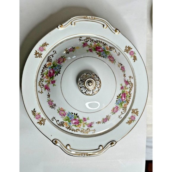 Maruichi China Serving Bowl Lid Set Rose Pattern Occupied Japan Replacement 40s - Picture 3 of 15